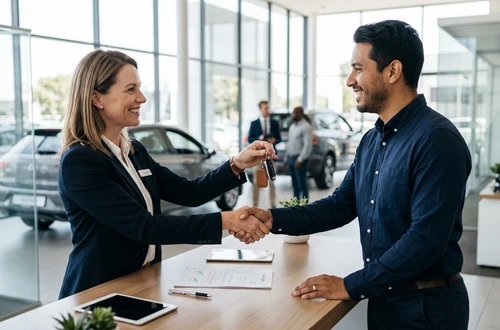 Meridian loan advisor reviewing documents with client